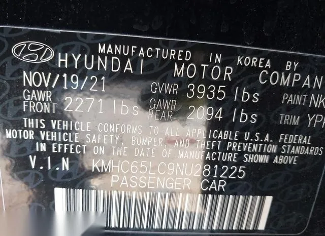 KMHC65LC9NU281225 2022 2022 Hyundai Ioniq- Hybrid Blue 9