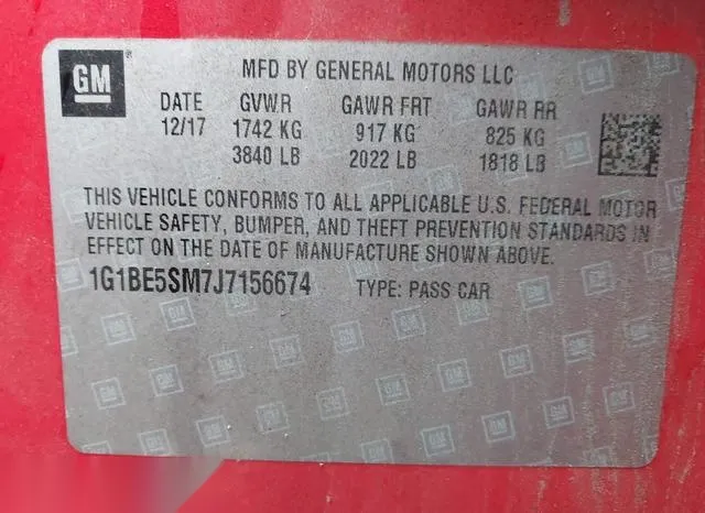 1G1BE5SM7J7156674 2018 2018 Chevrolet Cruze- Lt Auto 9