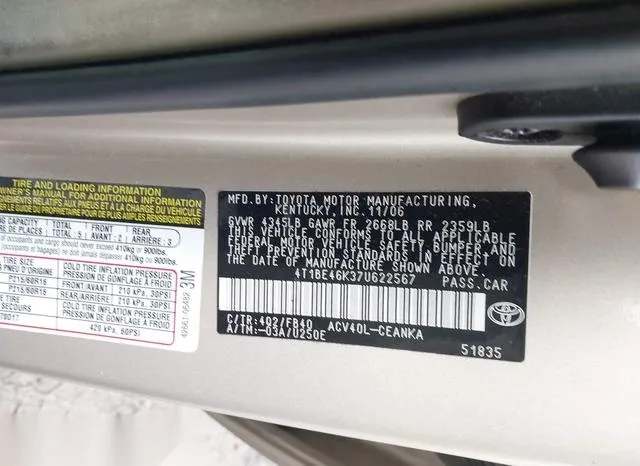 4T1BE46K37U622567 2007 2007 Toyota Camry- LE 9