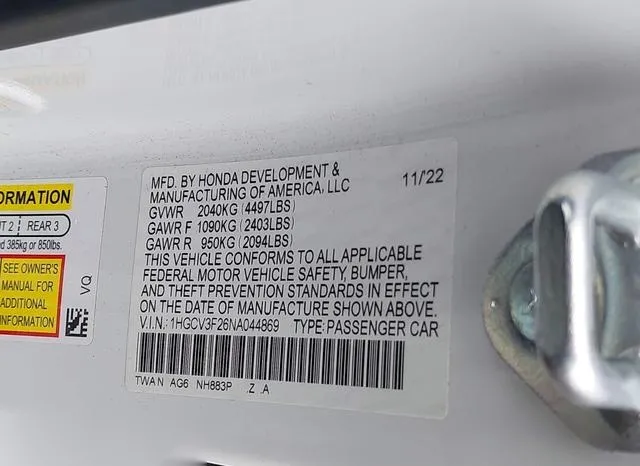 1HGCV3F26NA044869 2022 2022 Honda Accord- Hybrid Sport 9