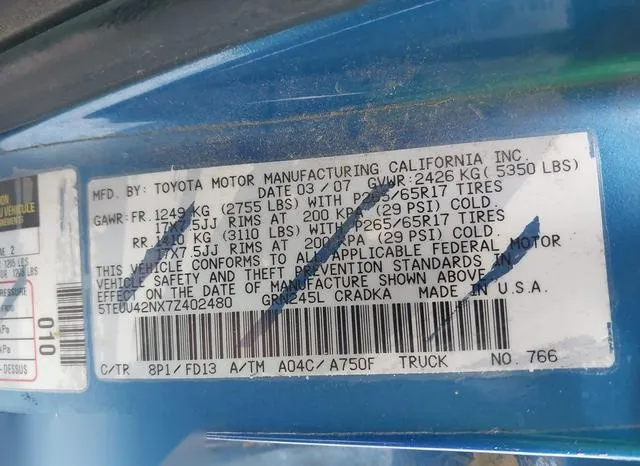 5TEUU42NX7Z402480 2007 2007 Toyota Tacoma- Access Cab 9