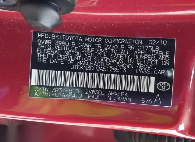 JTDKN3DU2A5128513 2010 2010 Toyota Prius- II 9