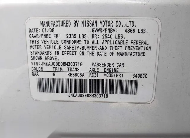 JNKAJ09E08M303718 2008 2008 Infiniti EX35- Journey 9