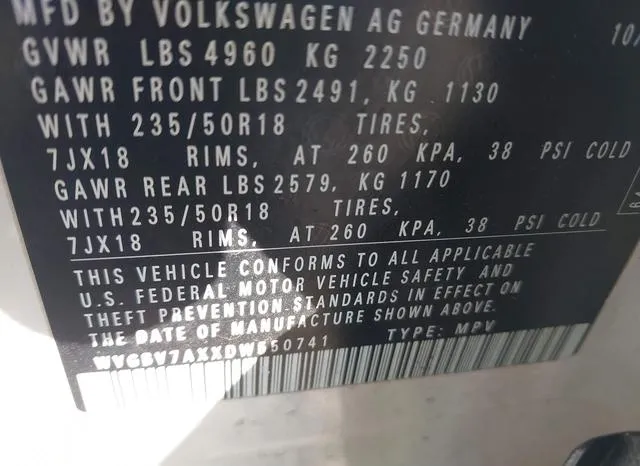 WVGBV7AXXDW550741 2013 2013 Volkswagen Tiguan- SE 9