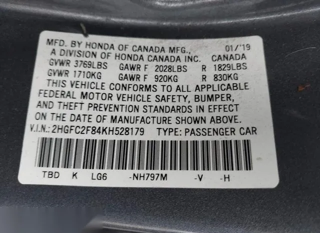 2HGFC2F84KH528179 2019 2019 Honda Civic- Sport 9