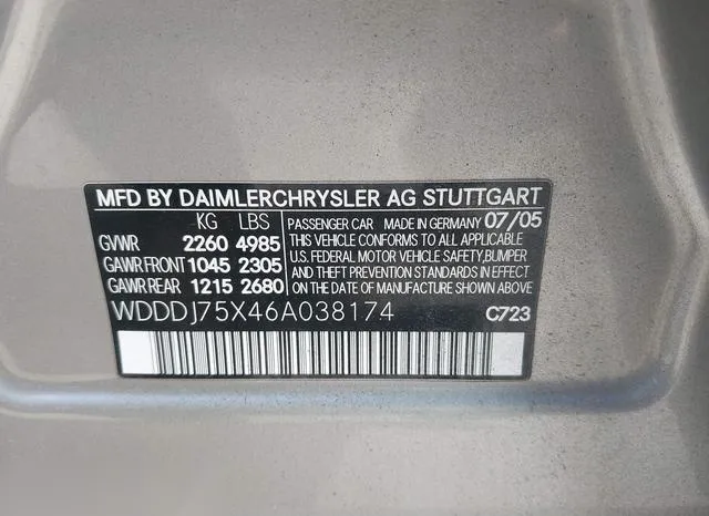 WDDDJ75X46A038174 2006 2006 Mercedes-Benz CLS 500 9