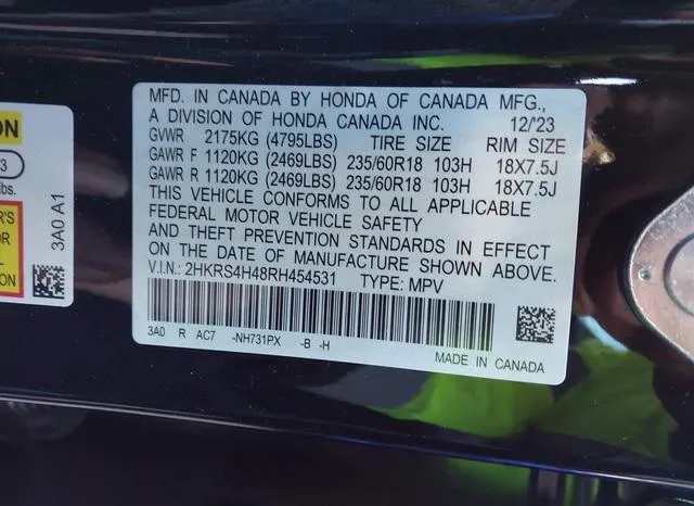 2HKRS4H48RH454531 2024 2024 Honda CR-V- Ex Awd 9