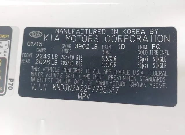 KNDJN2A22F7795537 2015 2015 KIA Soul 9