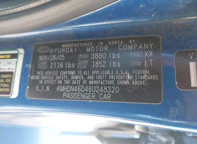 KMHDN46D46U248320 2006 2006 Hyundai Elantra- Gls/Limited 9