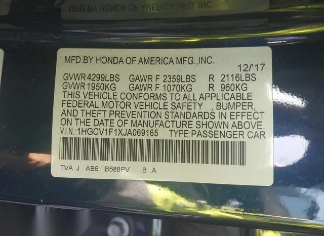 1HGCV1F1XJA069165 2018 2018 Honda Accord- LX 9