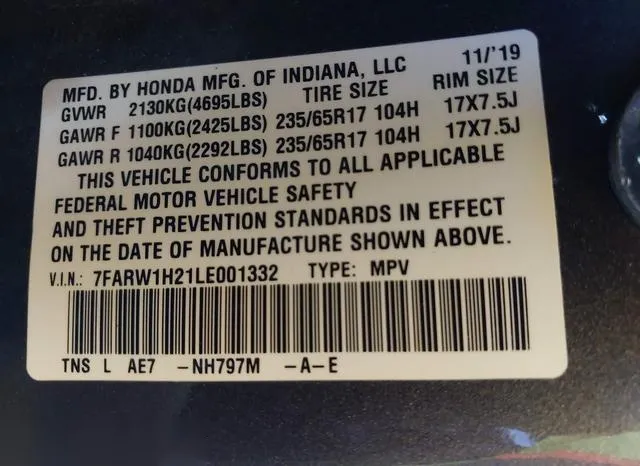 7FARW1H21LE001332 2020 2020 Honda CR-V- 2Wd Lx 9