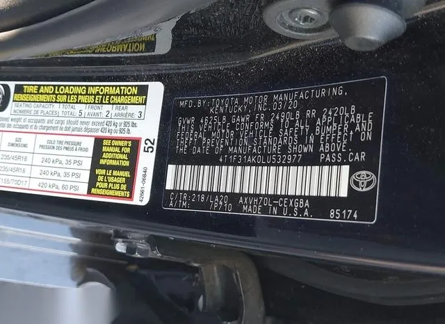 4T1F31AK0LU532977 2020 2020 Toyota Camry- Xle Hybrid 9