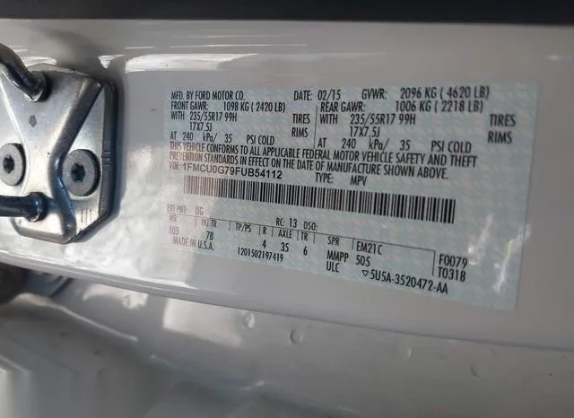 1FMCU0G79FUB54112 2015 2015 Ford Escape- SE 9