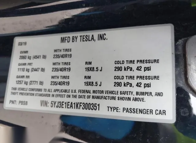 5YJ3E1EA1KF300351 2019 2019 Tesla Model 3- Long Range/Mid R 9