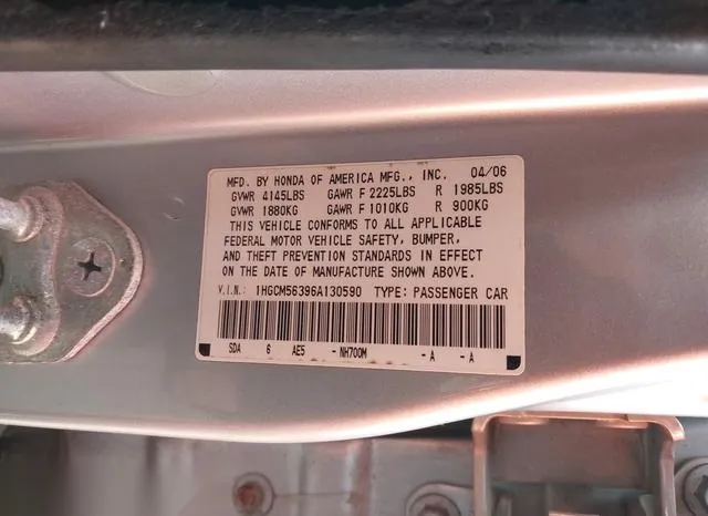 1HGCM56396A130590 2006 2006 Honda Accord- 2-4 SE 9