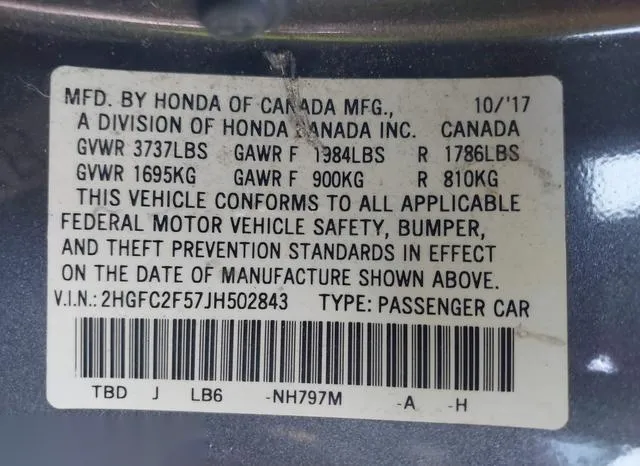 2HGFC2F57JH502843 2018 2018 Honda Civic- LX 9