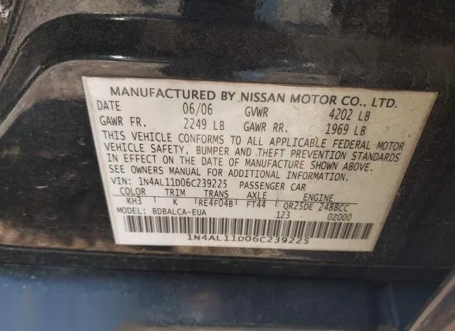 1N4AL11D06C239225 2006 2006 Nissan Altima- 2-5 S 9