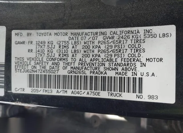 5TEJU62N47Z455027 2007 2007 Toyota Tacoma- Double Cab Preru 9