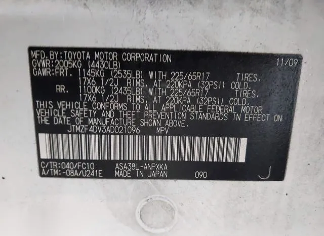 JTMZF4DV3AD021096 2010 2010 Toyota RAV4 9