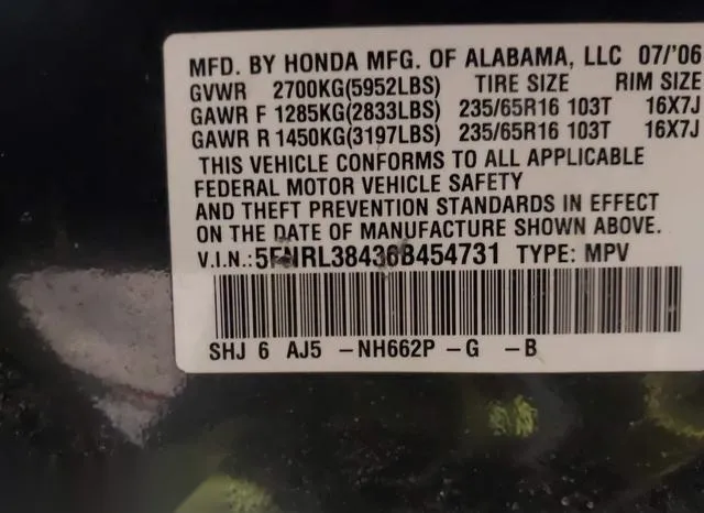 5FNRL38436B454731 2006 2006 Honda Odyssey- EX 9