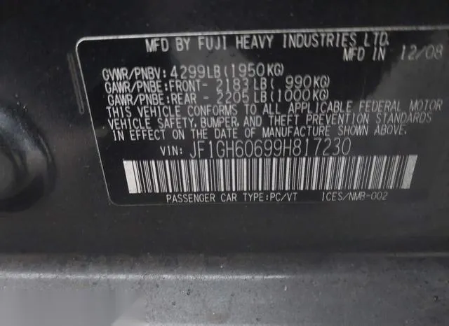 JF1GH60699H817230 2009 2009 Subaru Impreza- 2-5I 9