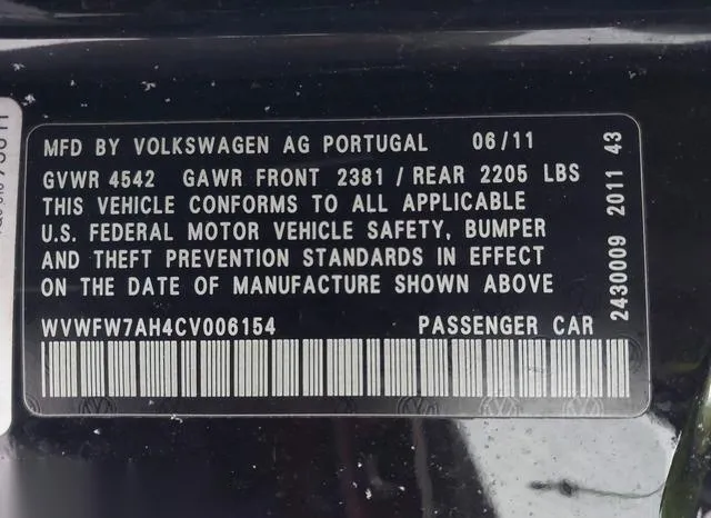 WVWFW7AH4CV006154 2012 2012 Volkswagen Eos- Lux 9