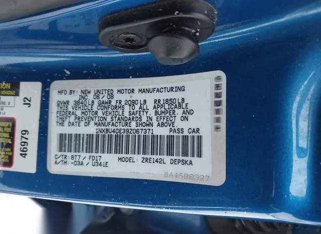 1NXBU40E39Z067371 2009 2009 Toyota Corolla- S 9