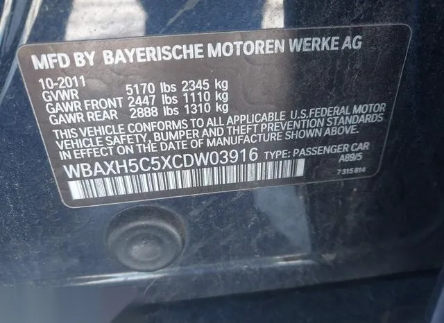 WBAXH5C5XCDW03916 2012 2012 BMW 5 Series- 528I Xdrive 9