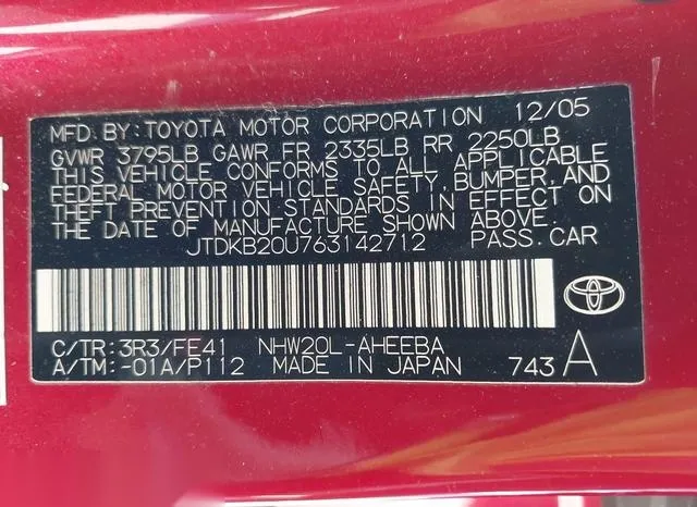 JTDKB20U763142712 2006 2006 Toyota Prius 9