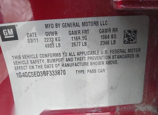 1G4GC5ED3BF333870 2011 2011 Buick Lacrosse- Cxl 9