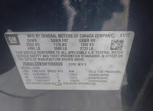 2GNALCEK5H1566699 2017 2017 Chevrolet Equinox- LT 9