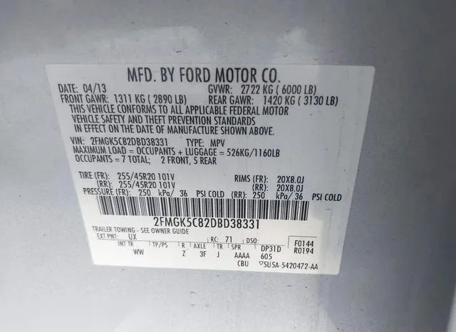 2FMGK5C82DBD38331 2013 2013 Ford Flex- Sel 9