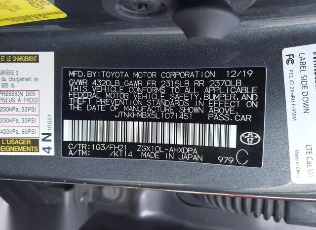 JTNKHMBX5L1071451 2020 2020 Toyota C-HR- LE 9