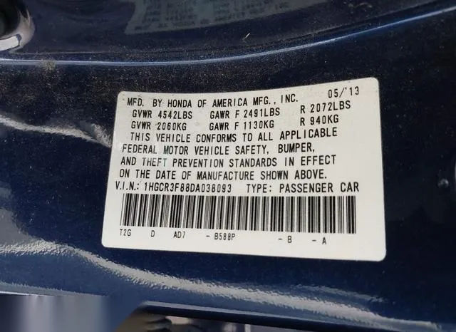 1HGCR3F88DA038093 2013 2013 Honda Accord- Ex-L V-6 9