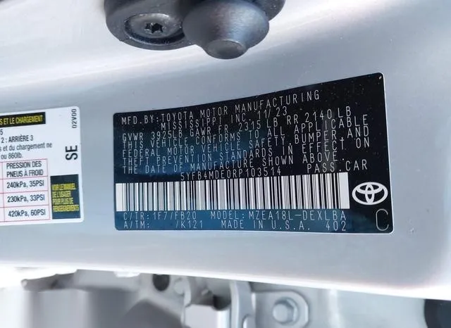 5YFB4MDE0RP103514 2024 2024 Toyota Corolla- LE 9