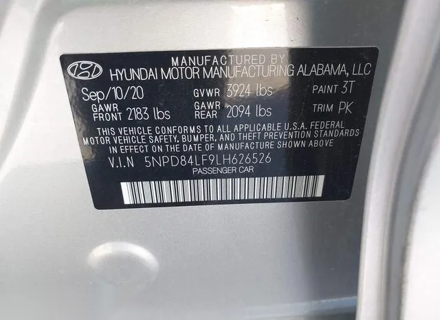 5NPD84LF9LH626526 2020 2020 Hyundai Elantra- Limited 9