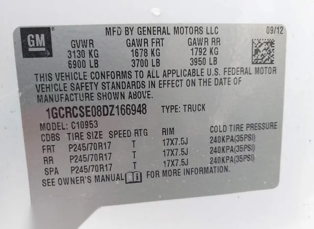 1GCRCSE08DZ166948 2013 2013 Chevrolet Silverado 1500- LT 9