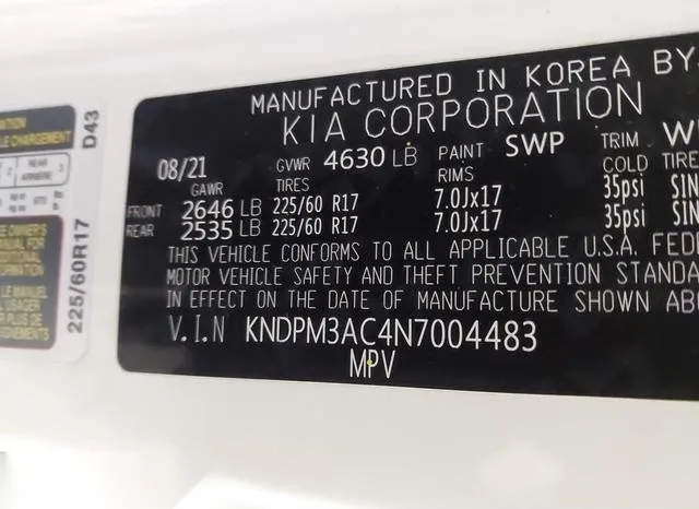 KNDPM3AC4N7004483 2022 2022 KIA Sportage- LX 9