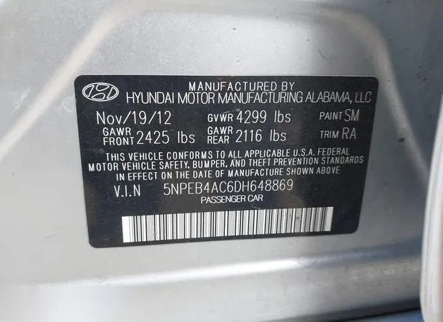 5NPEB4AC6DH648869 2013 2013 Hyundai Sonata- Gls 9