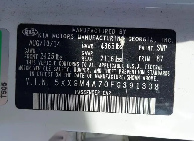 5XXGM4A70FG391308 2015 2015 KIA Optima- LX 9