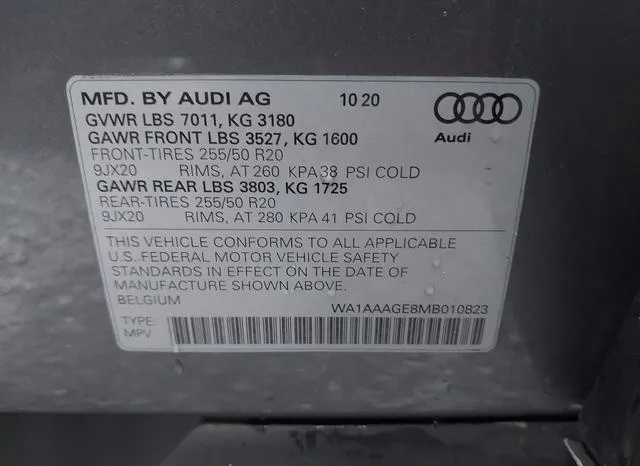 WA1AAAGE8MB010823 2021 2021 Audi E-Tron- Premium Quattro 9