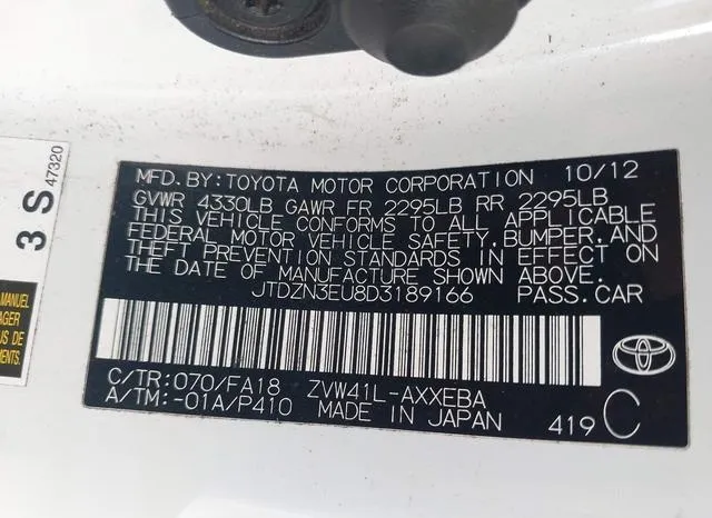 JTDZN3EU8D3189166 2013 2013 Toyota Prius- V Two 9