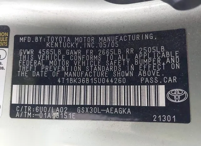 4T1BK36B15U044260 2005 2005 Toyota Avalon- Xls 9