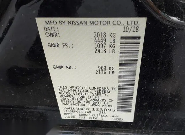 1N4BL4DW2KC133095 2019 2019 Nissan Altima- 2-5 SV 9