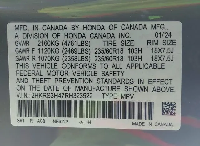 2HKRS3H47RH323522 2024 2024 Honda CR-V- Ex 2Wd 9