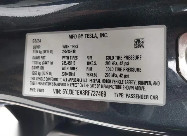 5YJ3E1EA3RF737469 2024 2024 Tesla Model 3- Long Range Dual 9