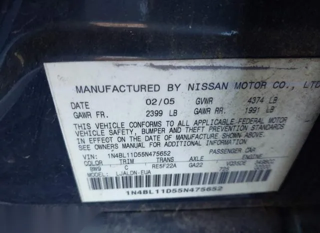 1N4BL11D55N475652 2005 2005 Nissan Altima- 3-5 SL 9