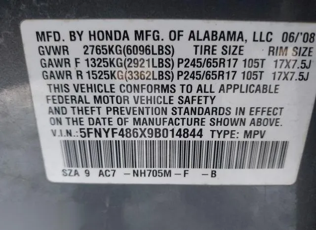 5FNYF486X9B014844 2009 2009 Honda Pilot- Ex-L 9