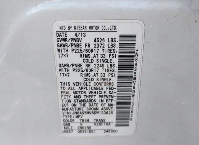 JN8AS5MV6DW133628 2013 2013 Nissan Rogue- SV 9