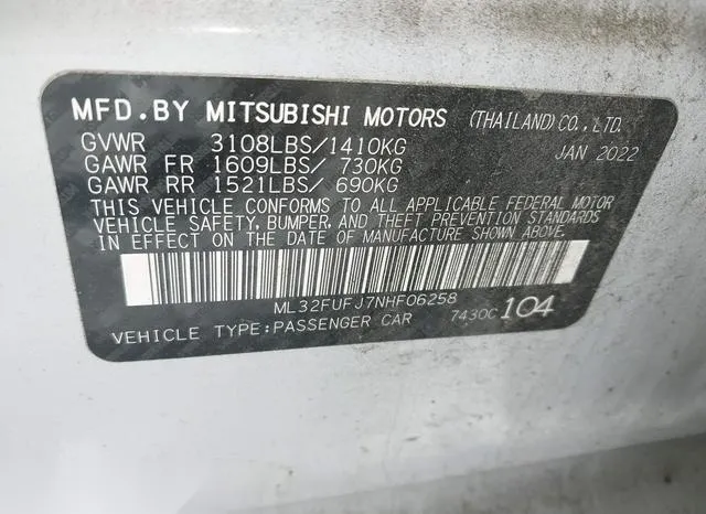 ML32FUFJ7NHF06258 2022 2022 Mitsubishi Mirage- G4 Black Edi 9